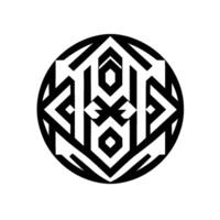 Geometric Mandala A Circular Black and White Abstract Pattern with a Layered, Symmetrical, and Intricate Structure on a White Background. vector