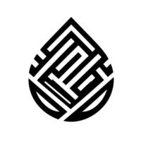 Abstract black and white tearshaped featuring a complex geometric pattern resembling a maze or circuit board. vector