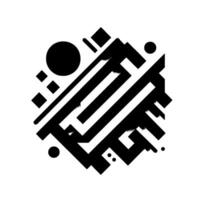 Isometric Geometric Composition Abstract Black and White Pattern of Lines, Shapes, and Shadows on White. vector