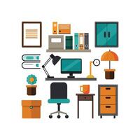 Artistic Icons for Office Workspace Desks vector