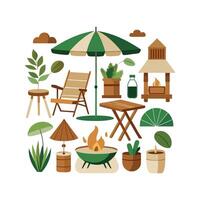 Stylish Icons for Creating Stunning Outdoor Spaces vector