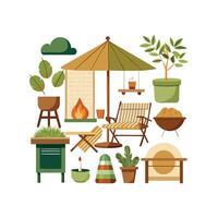 Stylish Icons Representing Garden and Patio Features vector