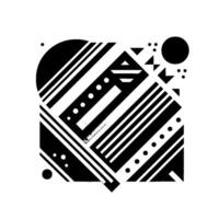 Geometric Black White Composition Abstract shapes with intersecting lines, circles, squares, and triangles, a modern minimalist artwork. vector