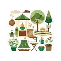 Stylish Icons Representing Outdoor Living Features vector