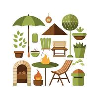 Elegant Icons for Outdoor Patio Garden Designs vector