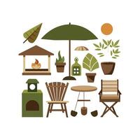 Decorative Icons for Modern Garden and Patio Layouts vector