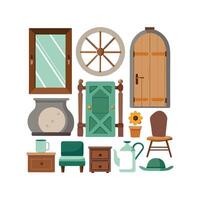 Creative Icons for Rustic Interior Furnishings vector