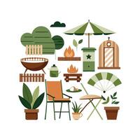 Illustrative Icons Depicting Outdoor Patio Designs vector