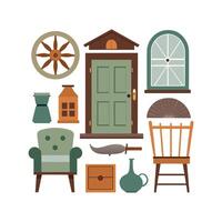 Chic Icons for Vintage Rustic Interiors vector