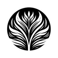 Symmetric Black and White Abstract Floral in a Circular Frame, Illustrating Nature and Elegance. vector