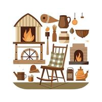 Elegant Icons for Cozy Farmhouse Interior Decor vector