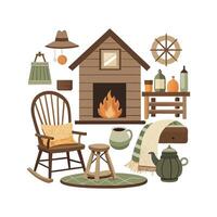 Comprehensive Icons for Rustic Farmhouse Interiors vector