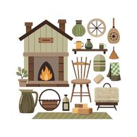 Stylish Icons for Rustic Farmhouse Interior Design vector