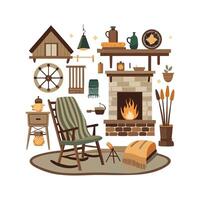 Stylish Icons for Fresh Rustic Farmhouse Interiors vector