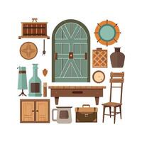 Chic Icons for Vintage Rustic Home Styles vector