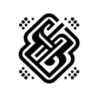 Bold Black and White Abstract with Intertwined Shapes and Dot Accents, Set Against a Pure White Backdrop. vector