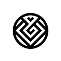Intricate Geometric in a Circle A Bold, Minimalist, and Abstract Black and White Emblem. vector