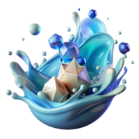serene artistic Cool Water Splash Graphic Transparent Background exclusive png