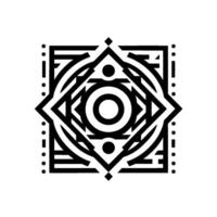 Intricate Geometric Black and White Pattern Square Frame Enclosing a Central Circle with EightPointed Star and Minimalist Elements. vector