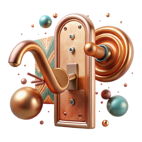 dramatic abstract Copper Door Handle Antique Patina Isolated for Restoration Projects detailed png