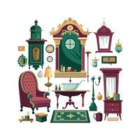 Charming Icons for Interior Victorian Elements vector
