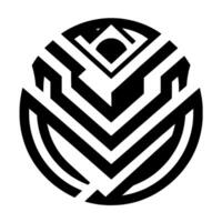 Abstract Black and White Geometric Orb Featuring Labyrinthine Lines, Shapes, and Shading on a Clean White Backdrop. vector