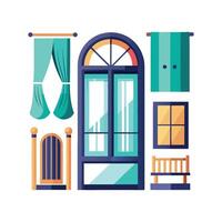 Artistic Icons for Modern Window and Door Designs vector
