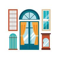 Stylish Icons for Contemporary Windows and Door Features vector