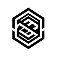 Geometric Black White Hexagonal Featuring Interlocking Abstract Lettering with Modern and Minimalist on White Background. vector