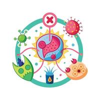 Toxin Secretion by Bacteria Overview vector