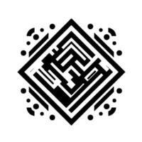 Abstract Black and White Labyrinth with Geometric Borders and Dots. A complex, symmetrical illustration. vector