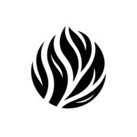 Abstract Black and White Organic Featuring a Central, DropletShaped Form with Stylized Leaf or Flame Elements and a Minimalist Aesthetic. vector