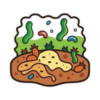Illustration of Bacteria Consuming Soil Matter vector