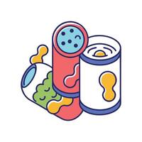 Illustration of Bacteria in Open Food Cans vector