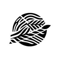 Stylized black and white of overlapping plant leaves and segmented circle, minimalist . vector
