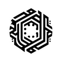 Geometric Hexagon Modern Black and White with Interlocking Lines, Dots, and a Central Hexagonal Void. vector