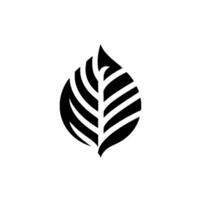 Minimalist Black and White Leaf on White Background, Featuring Striated Veins and a Symbolic Organic Form. vector