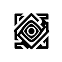 Squareframed geometric , featuring concentric eyelike patterns, a modern black and white abstract minimalist art piece. vector