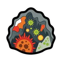Bacteria Discovered in Volcanic Caves Depths Illustrated vector