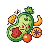 Bacterial Growth on Rotten Fruits and Vegetables vector