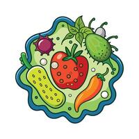 Bacteria Found on Rotten Fruits and Vegetables Illustrated vector