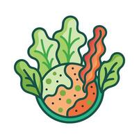 Bacterial Growth on Unwashed Vegetables Illustrated vector