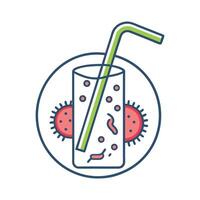 Illustration of Bacteria in Contaminated Drinking Straws vector