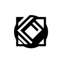 Geometric Black and White Interlocking Lines, Square, and Circle Composition, Minimalist and Modern Aesthetic. vector