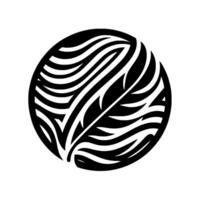 Black and White Abstract A Circular Composition of LeafLike Shapes and Wavy Lines, Illustrating Nature. vector