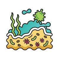 Bacterial Activity in Decomposing Seaweed on Beaches vector