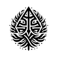Intricate Celticinspired Symbol a stylized treelike shape within a triangle and leaflike border, in bold black on a white background. vector