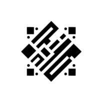 Geometric Arabic Calligraphy Star Modern Black and White Abstract with Squares and Dots on White Background. vector