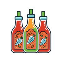 Illustration of Bacteria in Expired Hot Sauce Bottles vector