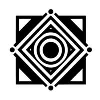 Abstract Geometric Mandala in Black, White, and Gray with Concentric Circles and Square Frame, Minimalist Style vector
